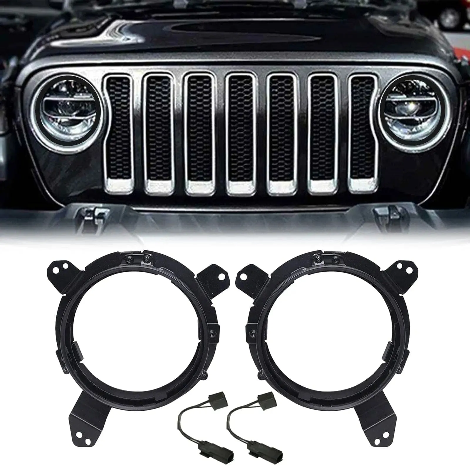 9" Jeep Headlight Bracket to 7'' Headlight with Adapters for Wrangler JL And Gladiator JT