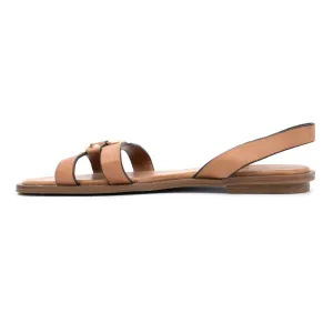 Aldo Slingback Flat Sandals Leather Brown Colour For Women