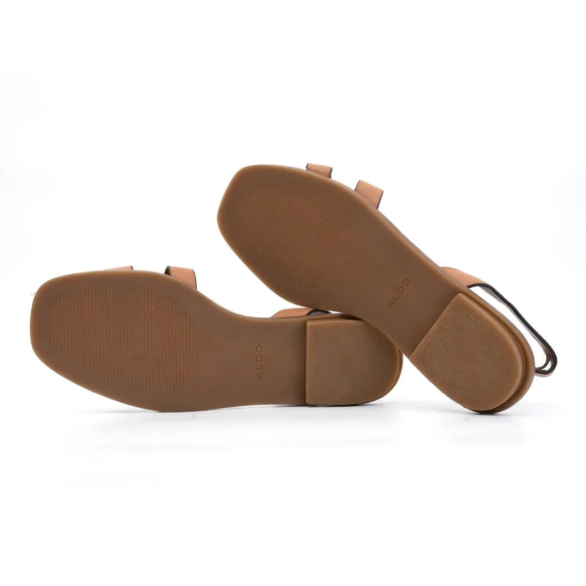 Aldo Slingback Flat Sandals Leather Brown Colour For Women