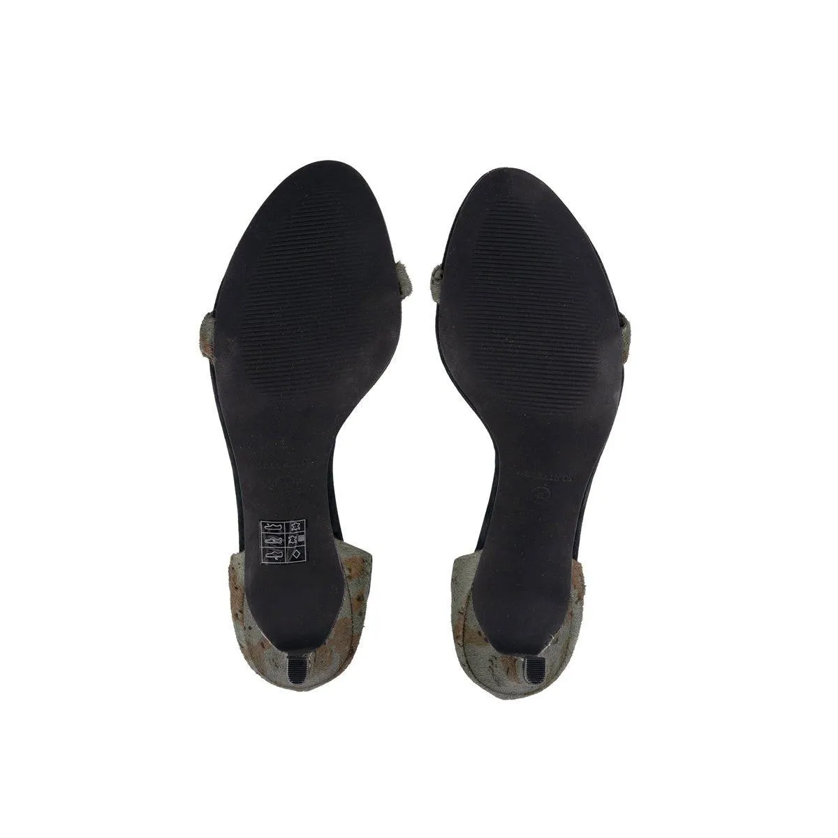 All Saints Strap High-Heel Sandals Pony Hair Green Colour For Women