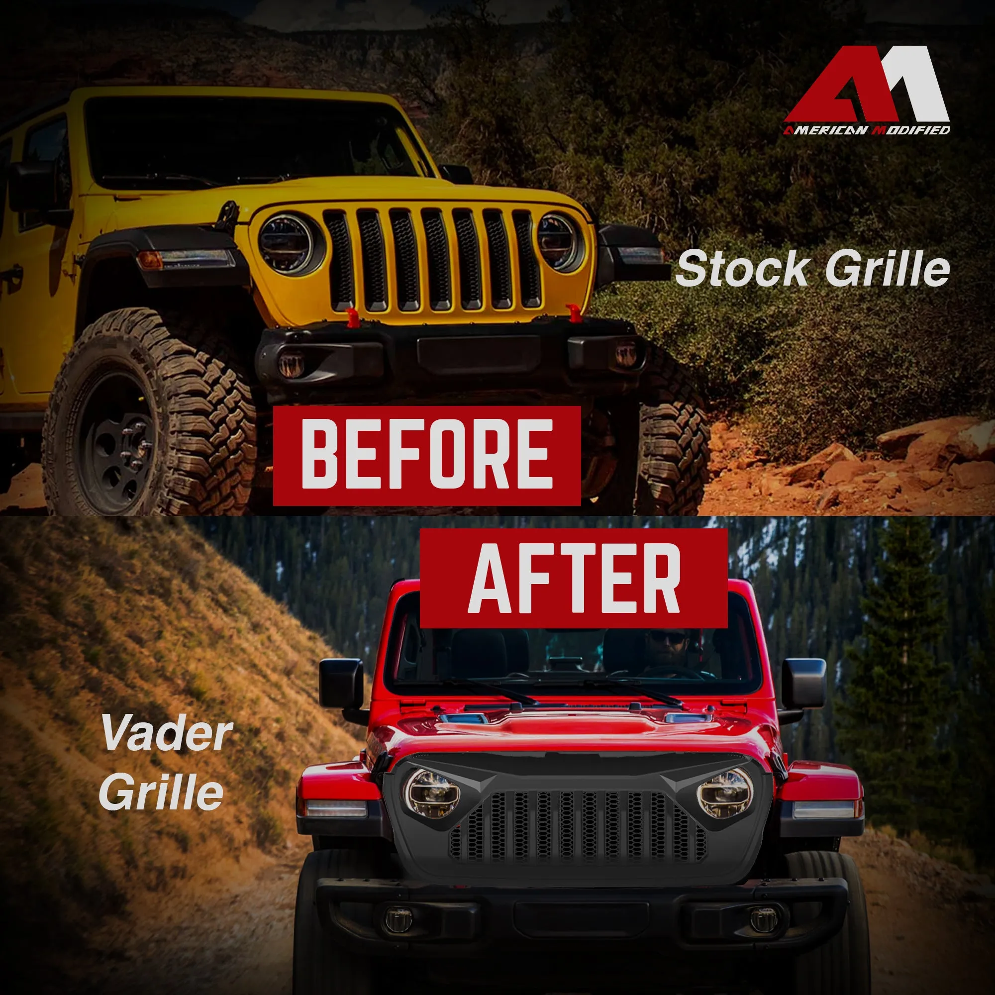 AMERICAN MODIFIED Vader Grille for 2018  Jeep Wrangler JL & 2020  Gladiator JT