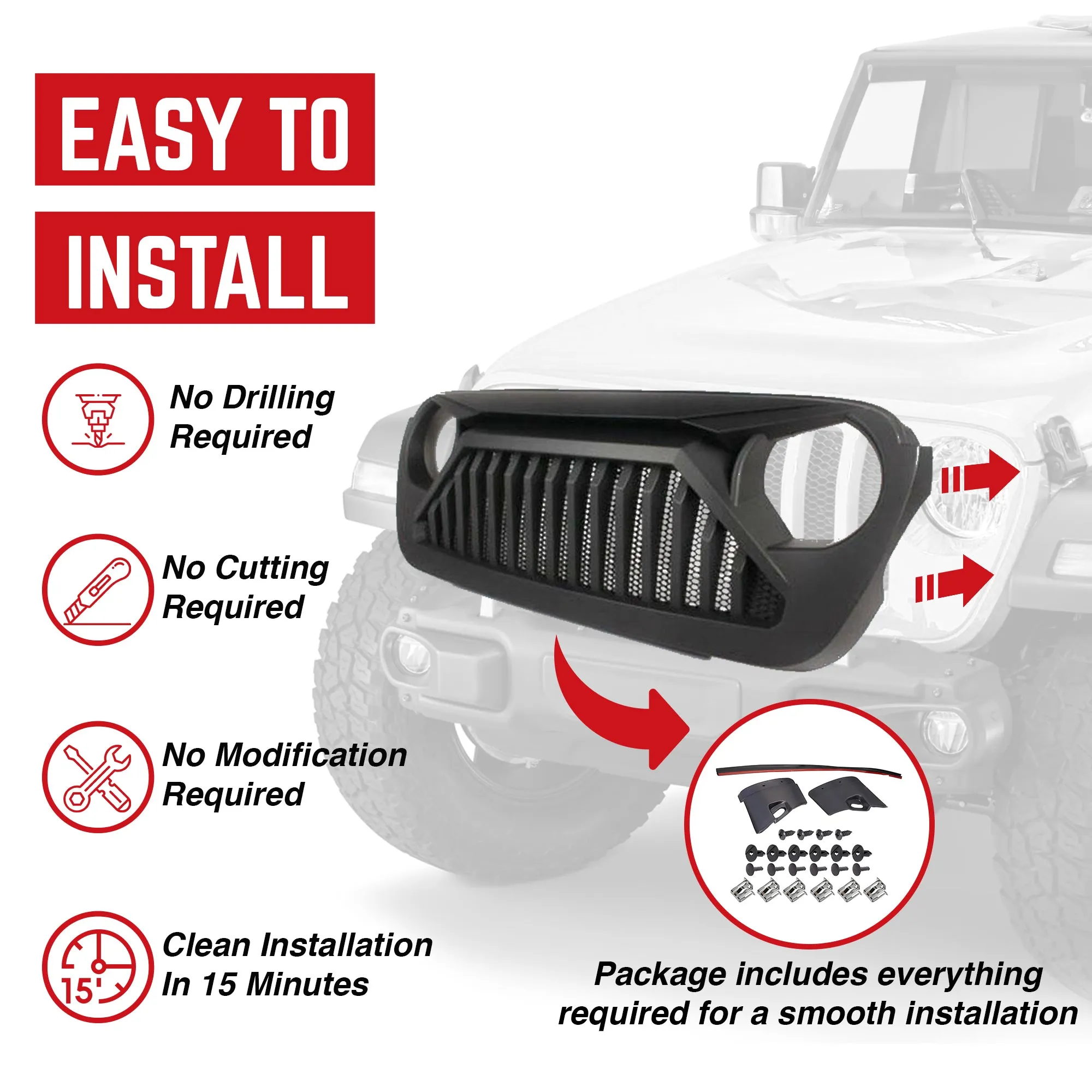 AMERICAN MODIFIED Vader Grille for 2018  Jeep Wrangler JL & 2020  Gladiator JT