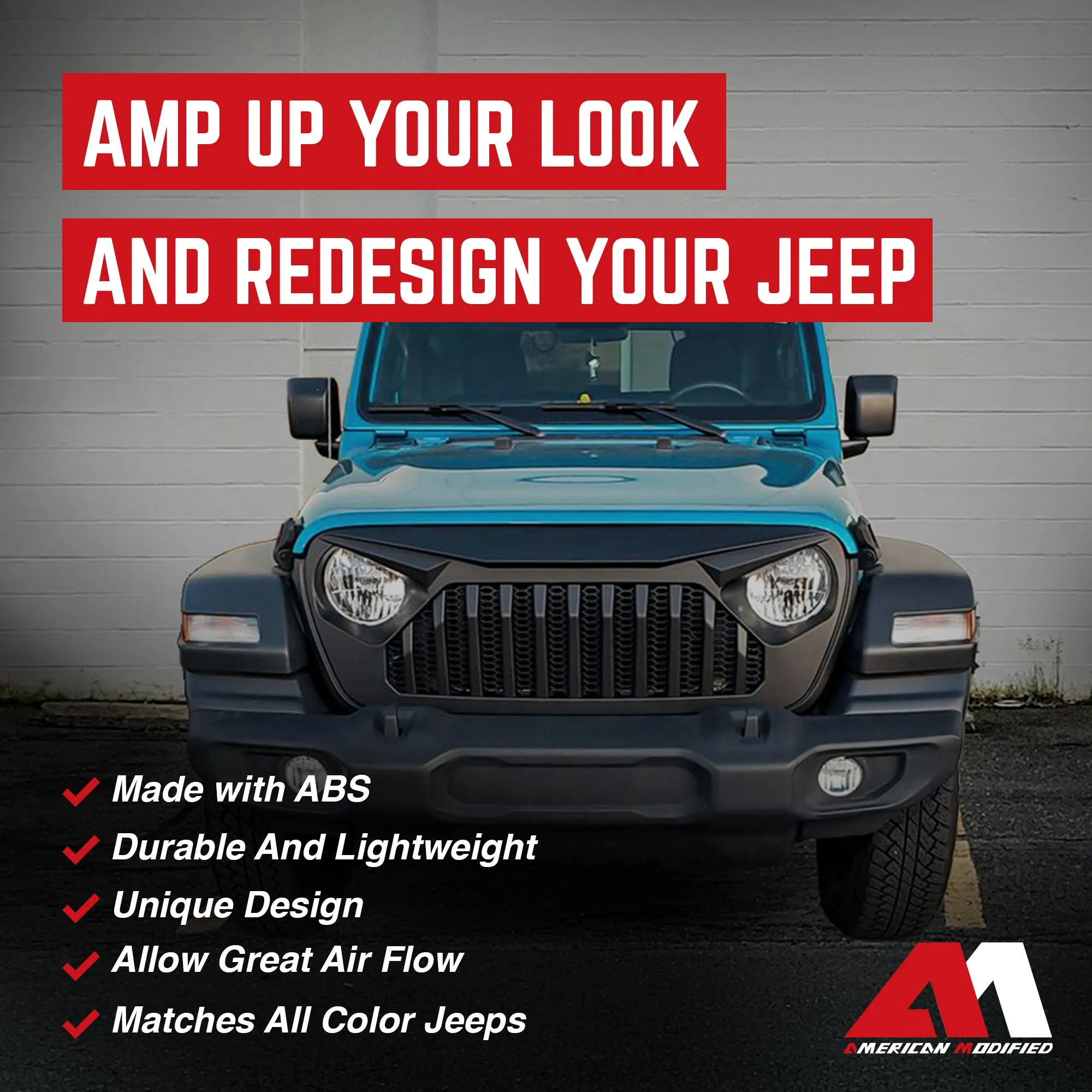 AMERICAN MODIFIED Vader Grille for 2018  Jeep Wrangler JL & 2020  Gladiator JT