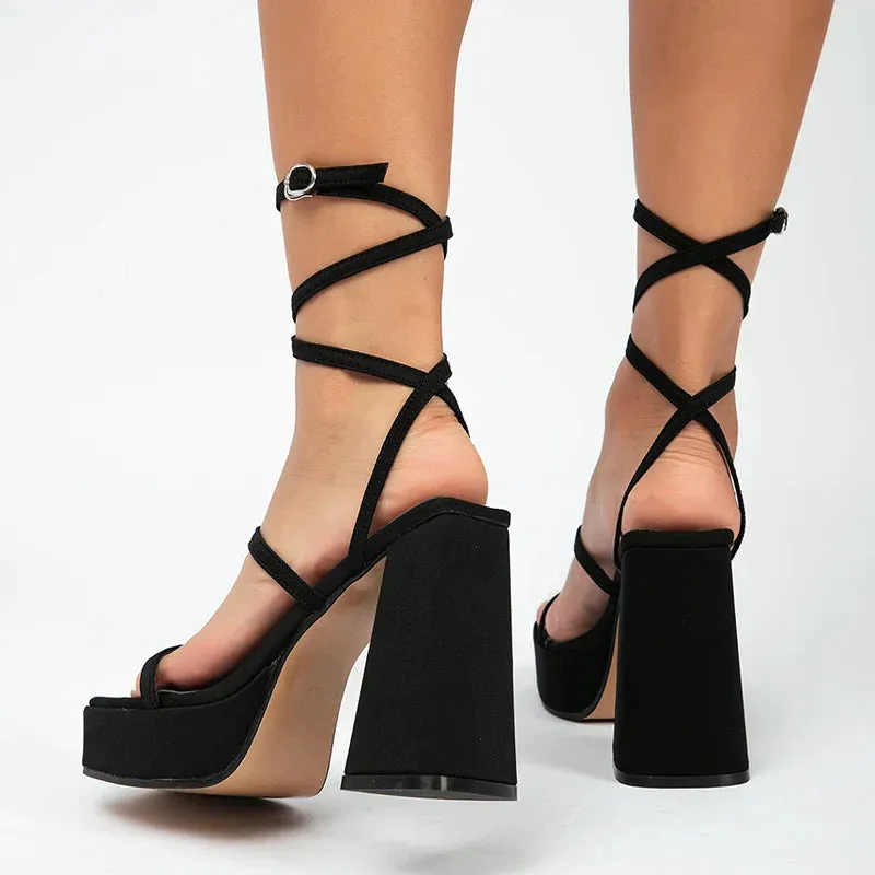 AMOZAE- - Green Gothic High Heel Women's Sandals