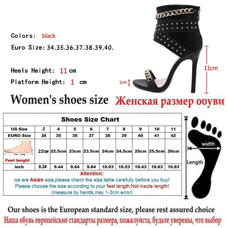 Amozae- New Rivet Metal Decoration High Heel Women Sandals Cover Heel For Party Gladiator Ladies Shoes