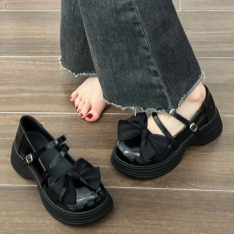 AMOZAE- - Sweet Sophistication Women's Black Bowknot Shoes