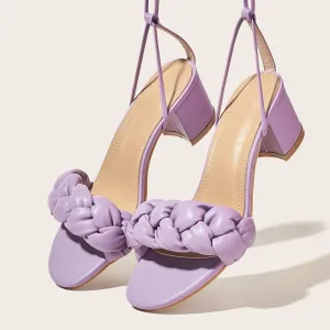 Aneikeh Sweet Women Shoes PU Fashion Sexy Square Heels Sandals Summer Elegant Party Cross-Tied Gladiator Lace-Up Checkered