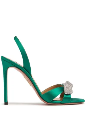 Aquazzura   105mm Very Bow Tie satin sandals 