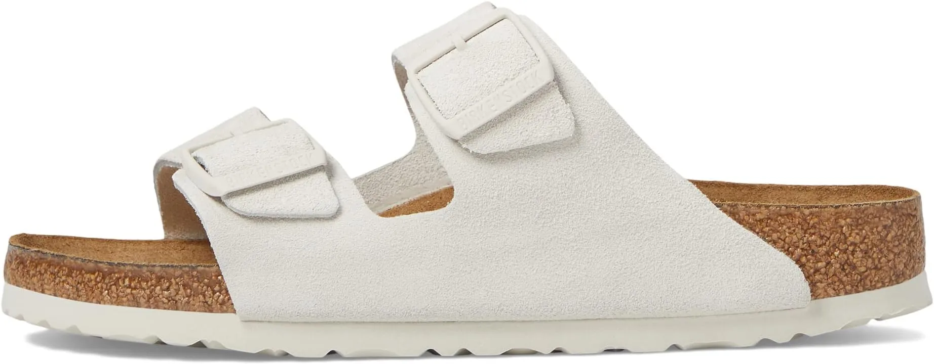 Arizona Soft Footbed Flat Sandals - Suede (Unisex) Birkenstock in Antique White Suede