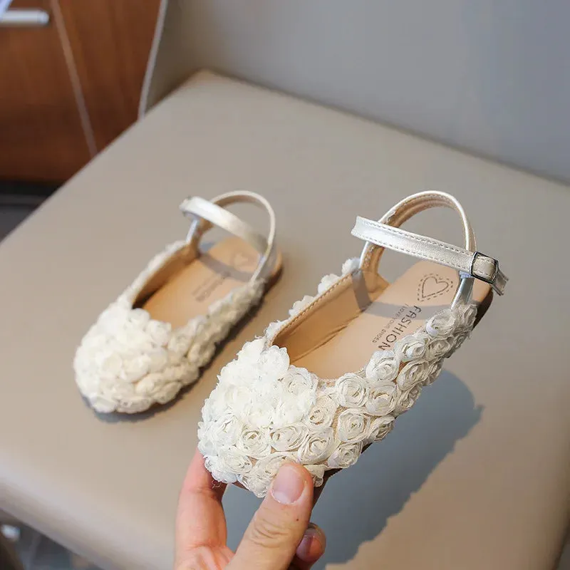 Baby Girls Sandals New 2024 Summer Children Floral Princess Shoes Soft Sole Vacation Beach Flats Kids Casual Shoes Size 23-34