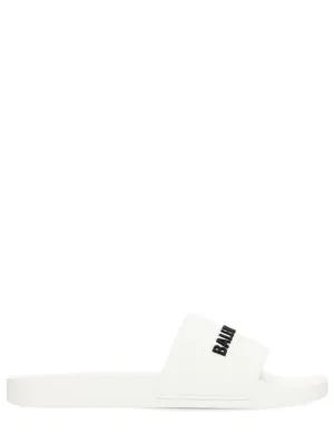 Balenciaga   Logo rubber pool slide sandals 