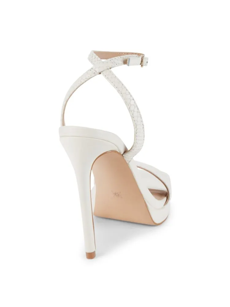 Bcbgeneration Embossed Cadence Leather Platform Sandals, White
