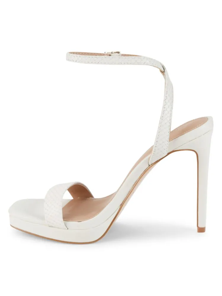 Bcbgeneration Embossed Cadence Leather Platform Sandals, White