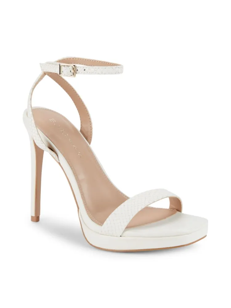 Bcbgeneration Embossed Cadence Leather Platform Sandals, White