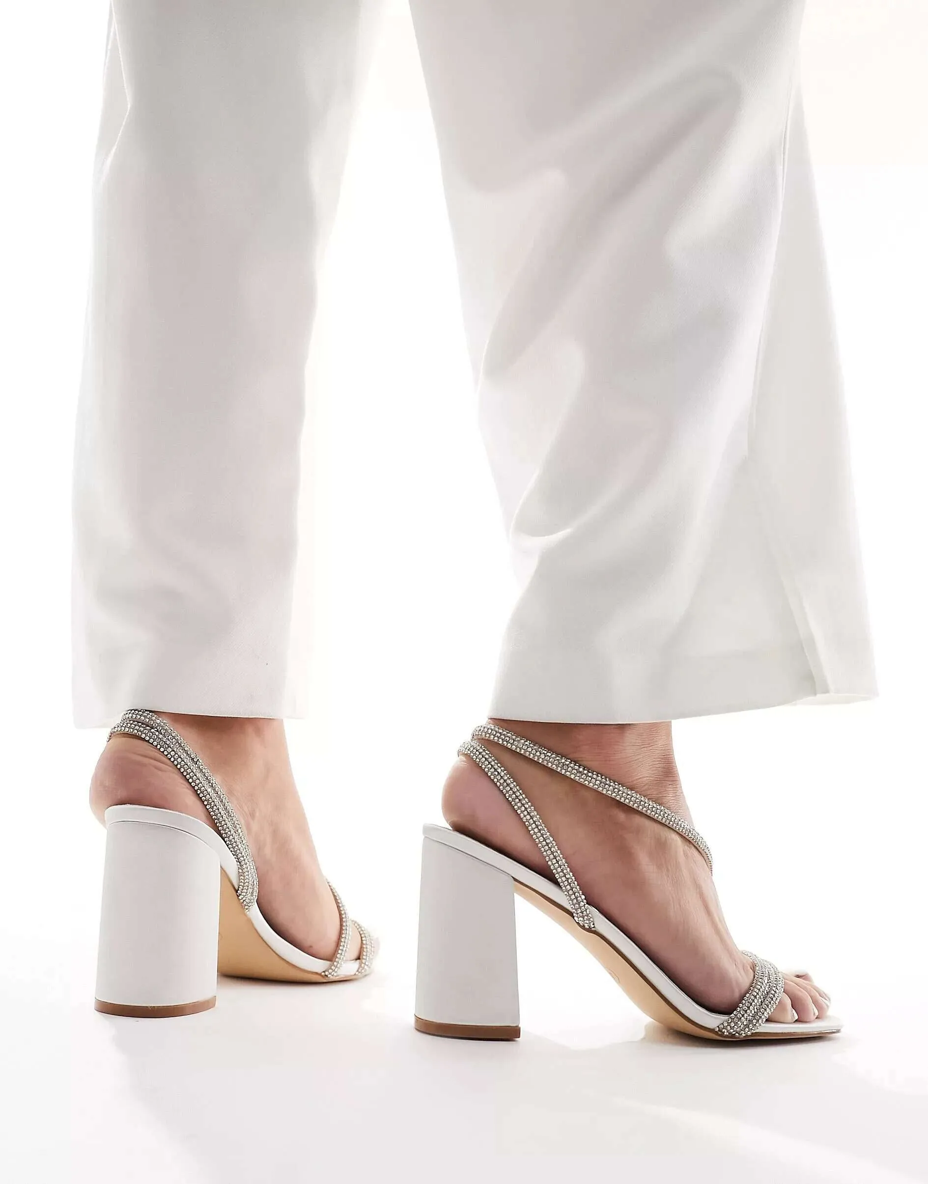 Be Mine Bridal Sunshine Ivory Satin Block Heel Sandals