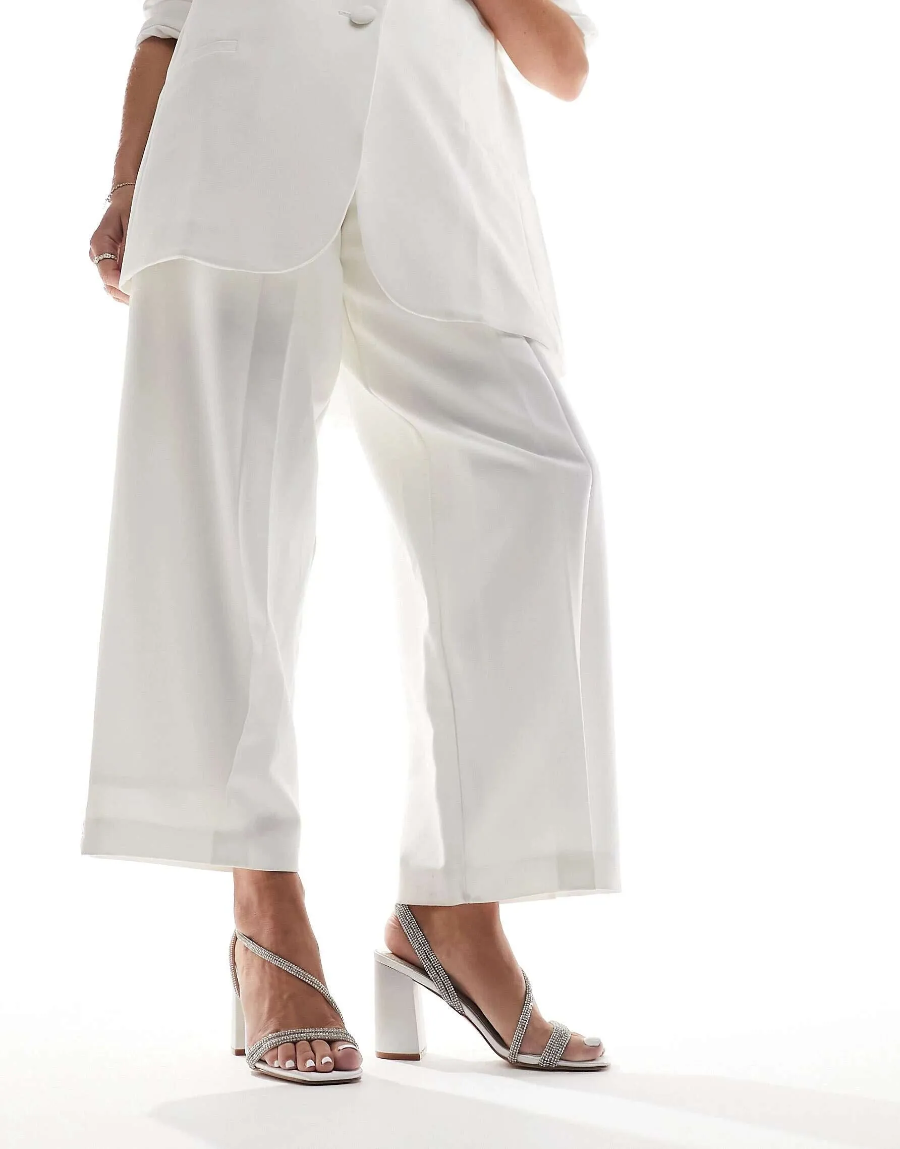 Be Mine Bridal Sunshine Ivory Satin Block Heel Sandals