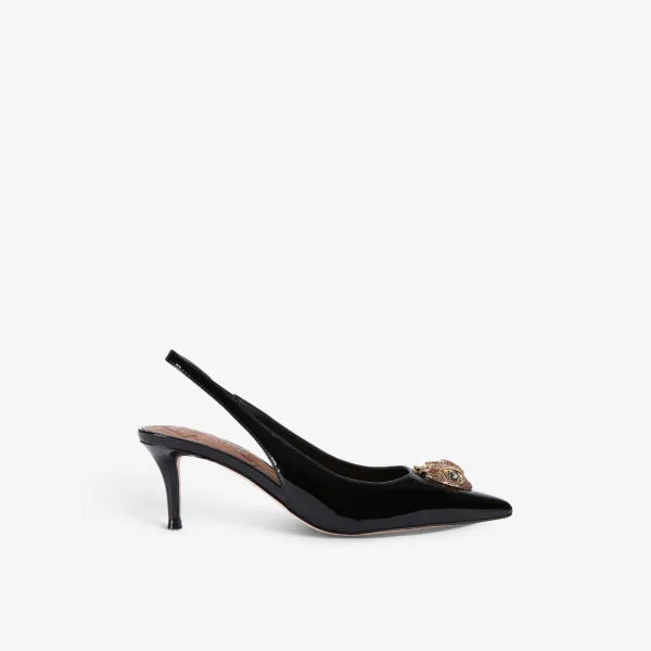 Belgravia patent back strap sandals with eagle head crystals Kurt Geiger London ,  black