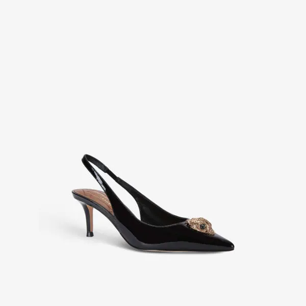 Belgravia patent back strap sandals with eagle head crystals Kurt Geiger London ,  black