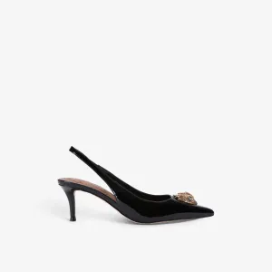 Belgravia patent back strap sandals with eagle head crystals Kurt Geiger London ,  black