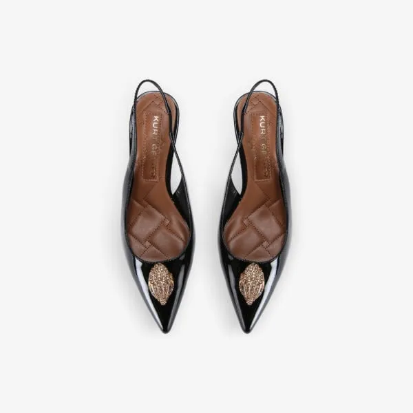 Belgravia patent back strap sandals with eagle head crystals Kurt Geiger London ,  black