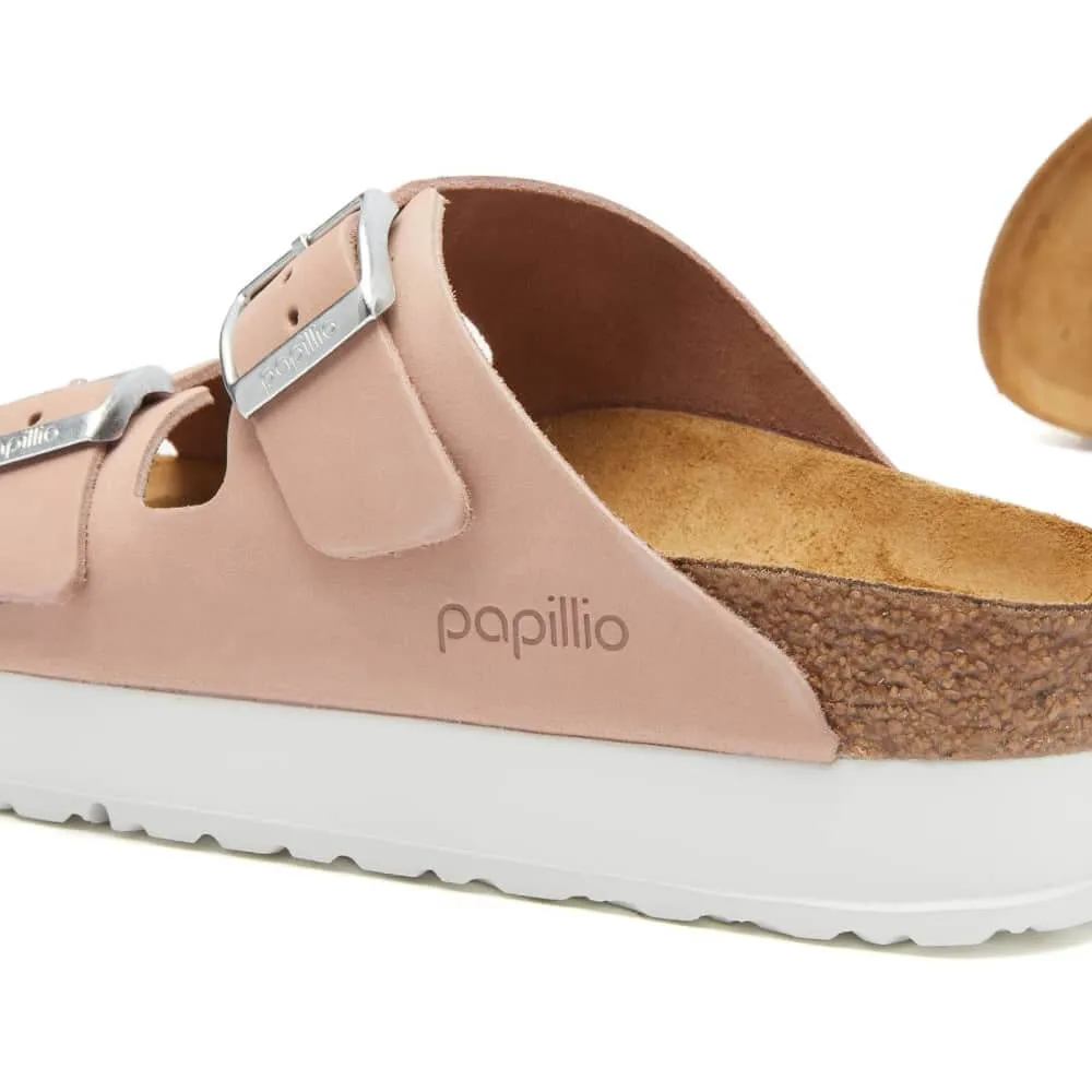 Birkenstock Arizona Platform Flex Nubuck Sandals, Light Pink