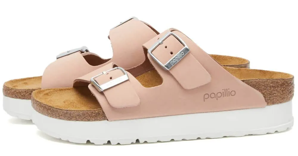 Birkenstock Arizona Platform Flex Nubuck Sandals, Light Pink