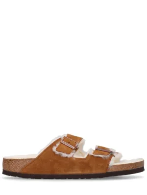 BIRKENSTOCK   Arizona shearling &amp; suede sandals 