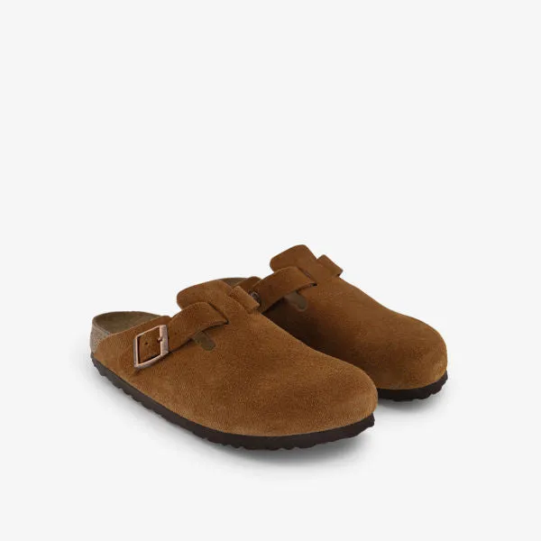 Boston Suede Clogs with Embossed Birkenstock Logo, mink