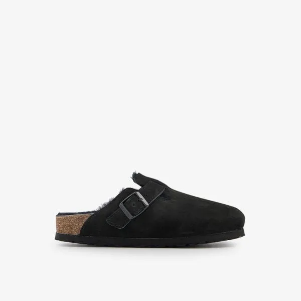Boston Suede Sandals with Birkenstock Buckles, Black