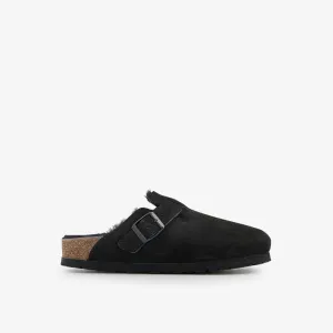 Boston Suede Sandals with Birkenstock Buckles, Black