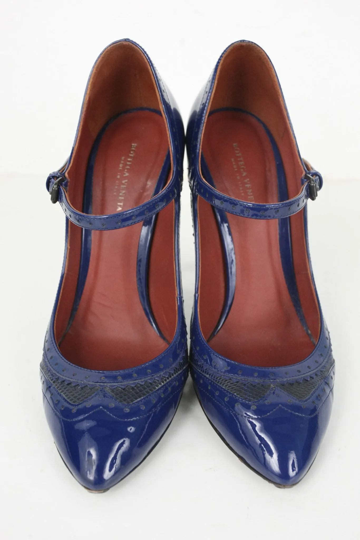 Bottega Veneta Blue Patent Mary Janes Size (38)