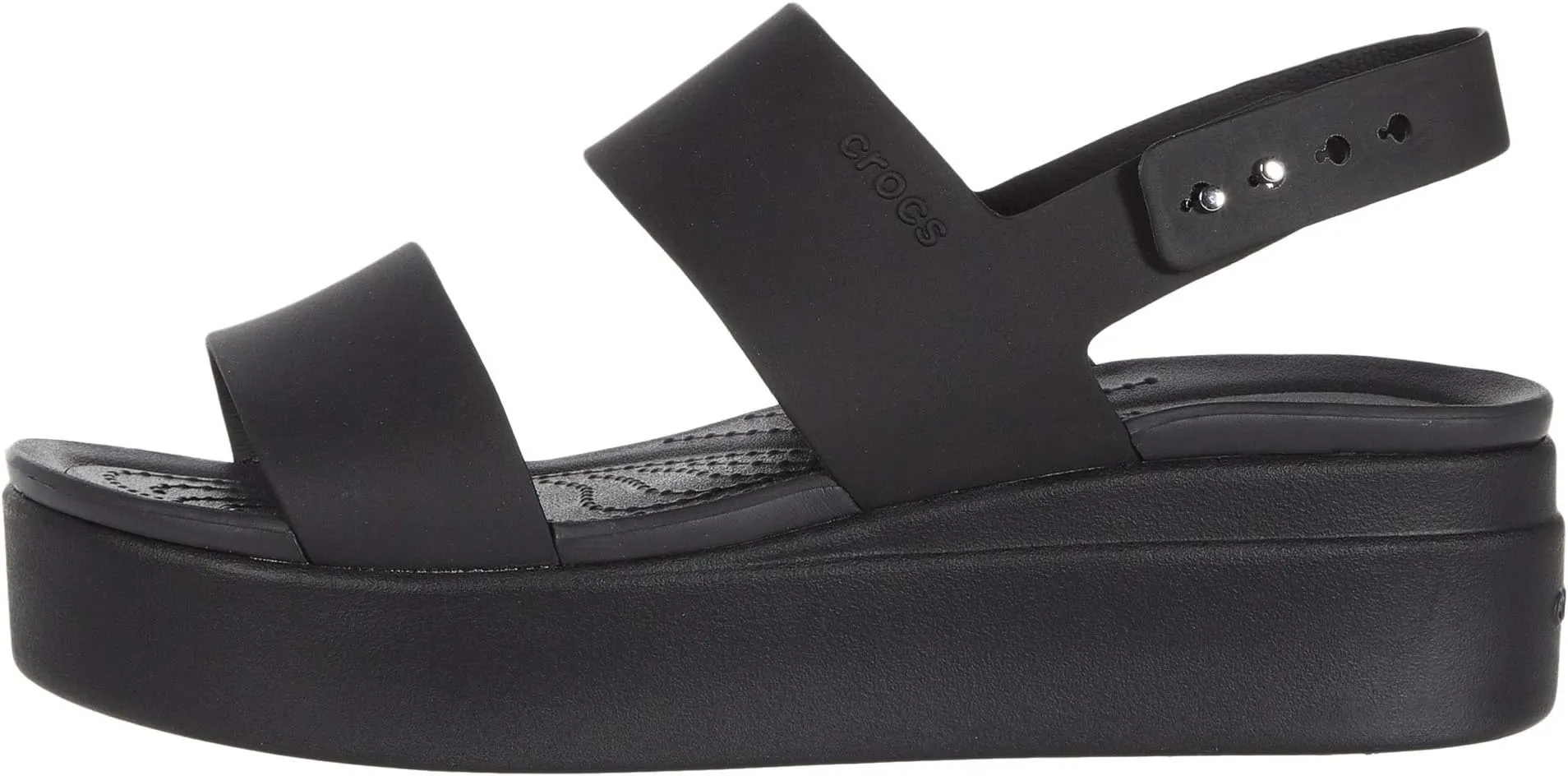 Brooklyn Low Wedge Crocs Flat Sandals in Black/Black