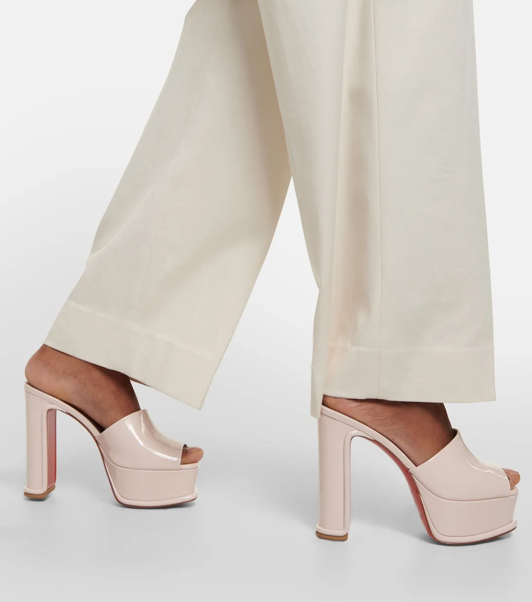 Christian Louboutin amali alta patent leather sandals, white