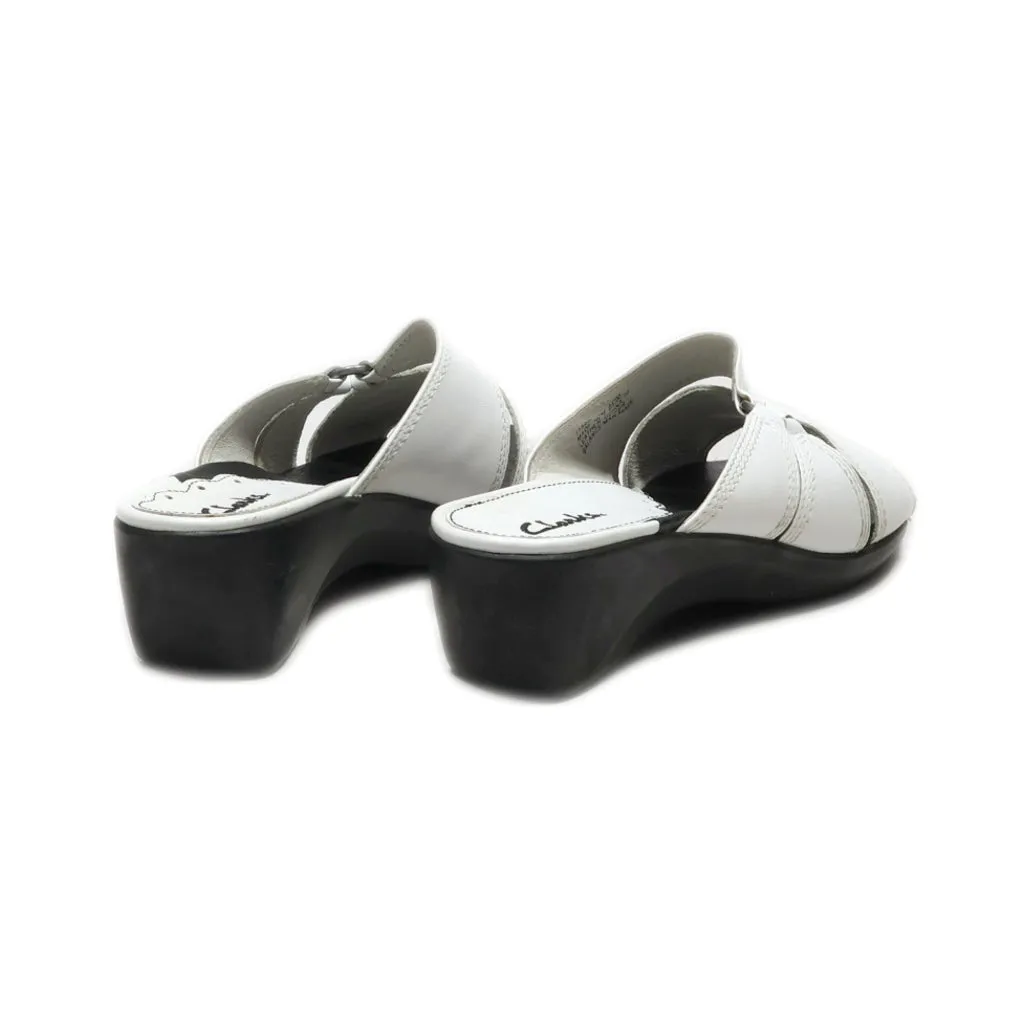 Clarks Mid-Heel Sandals Leather White Colour For Women
