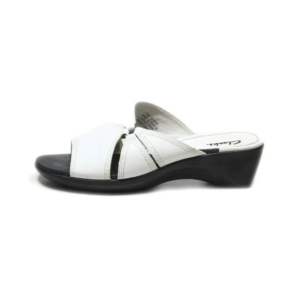 Clarks Mid-Heel Sandals Leather White Colour For Women