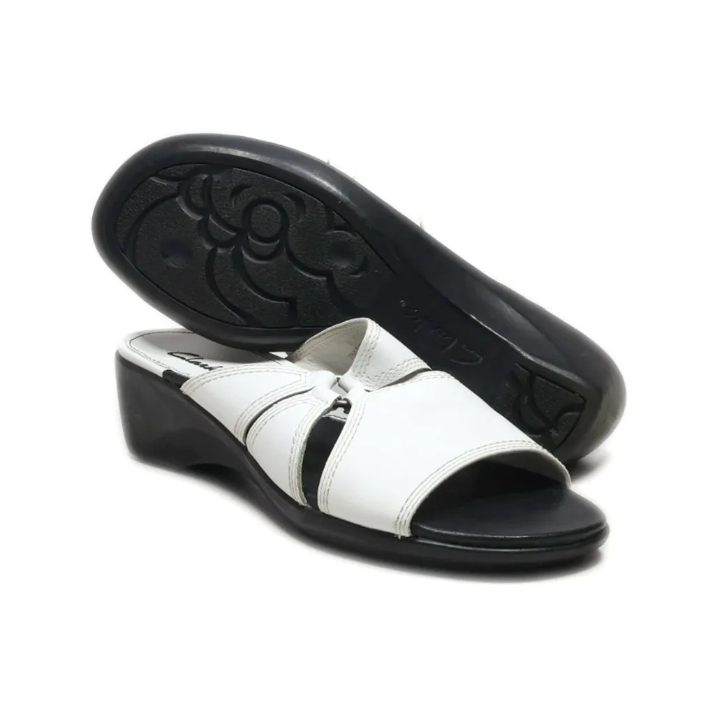 Clarks Mid-Heel Sandals Leather White Colour For Women
