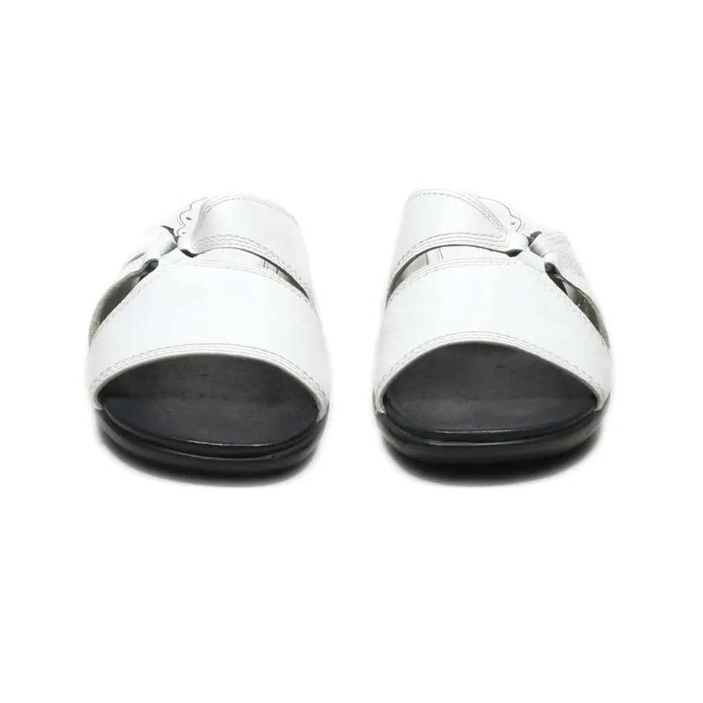 Clarks Mid-Heel Sandals Leather White Colour For Women