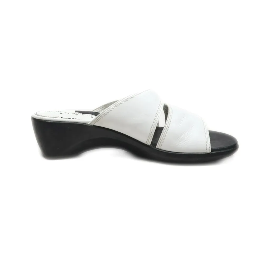 Clarks Mid-Heel Sandals Leather White Colour For Women