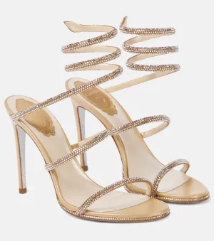 Cleo Rene Caovilla embellished leather sandals, beige