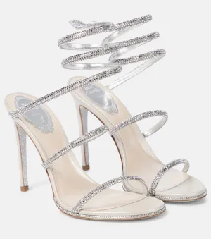 Cleo Rene Caovilla embellished leather sandals, gray