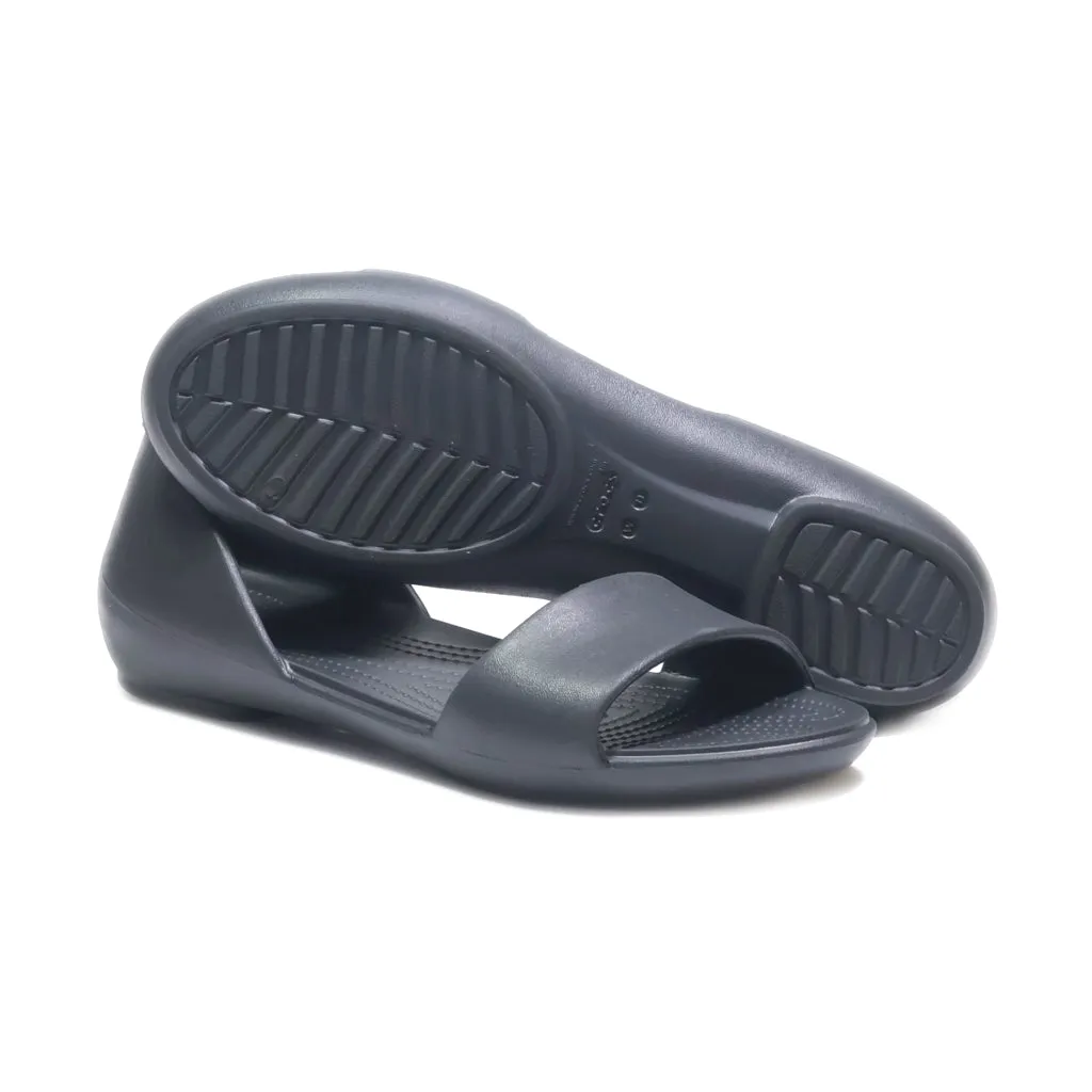 Crocs Lina Dorsay Flat Sandals Eva Black Colour For Women