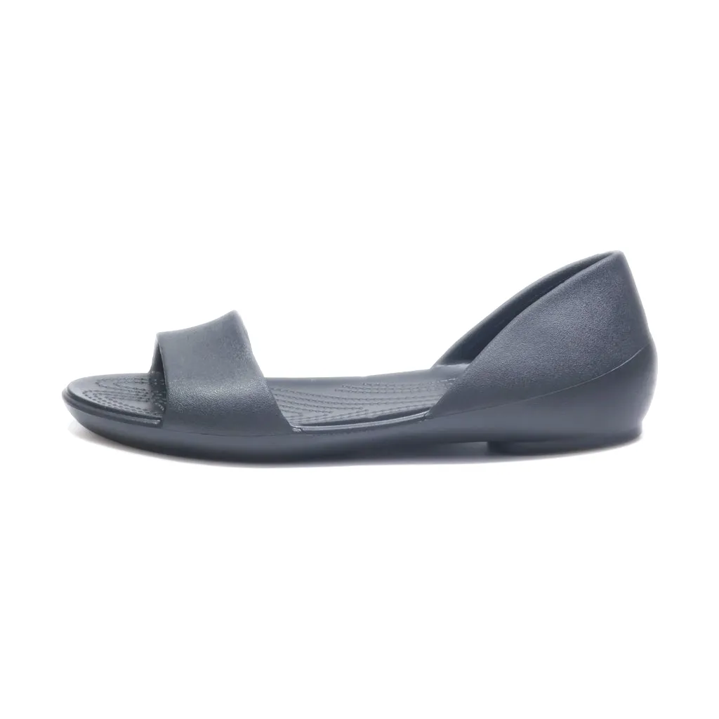 Crocs Lina Dorsay Flat Sandals Eva Black Colour For Women