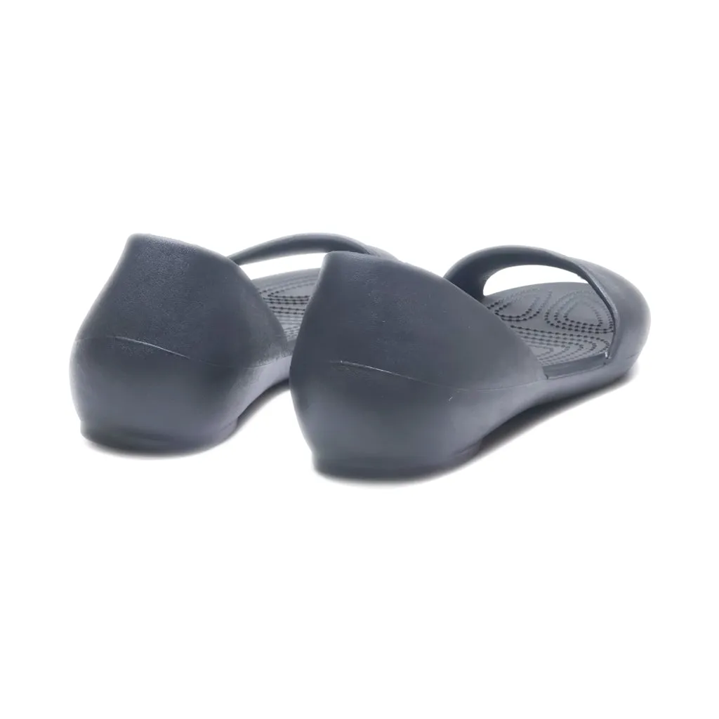 Crocs Lina Dorsay Flat Sandals Eva Black Colour For Women