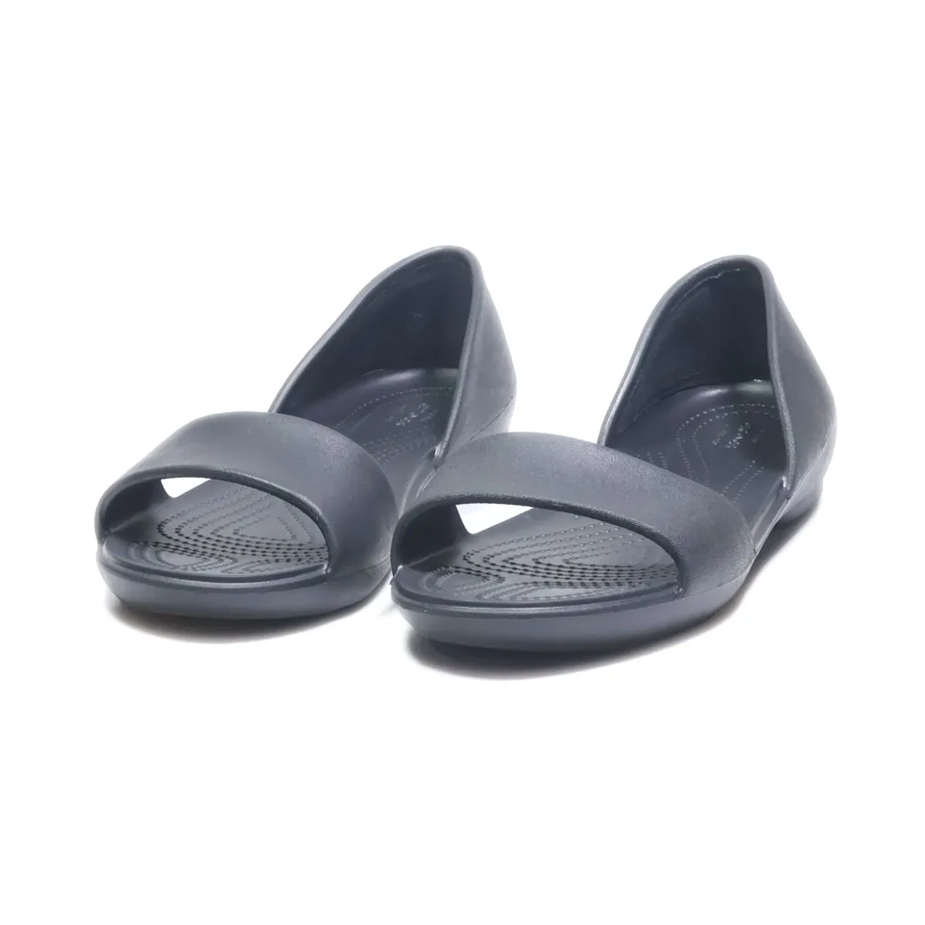 Crocs Lina Dorsay Flat Sandals Eva Black Colour For Women