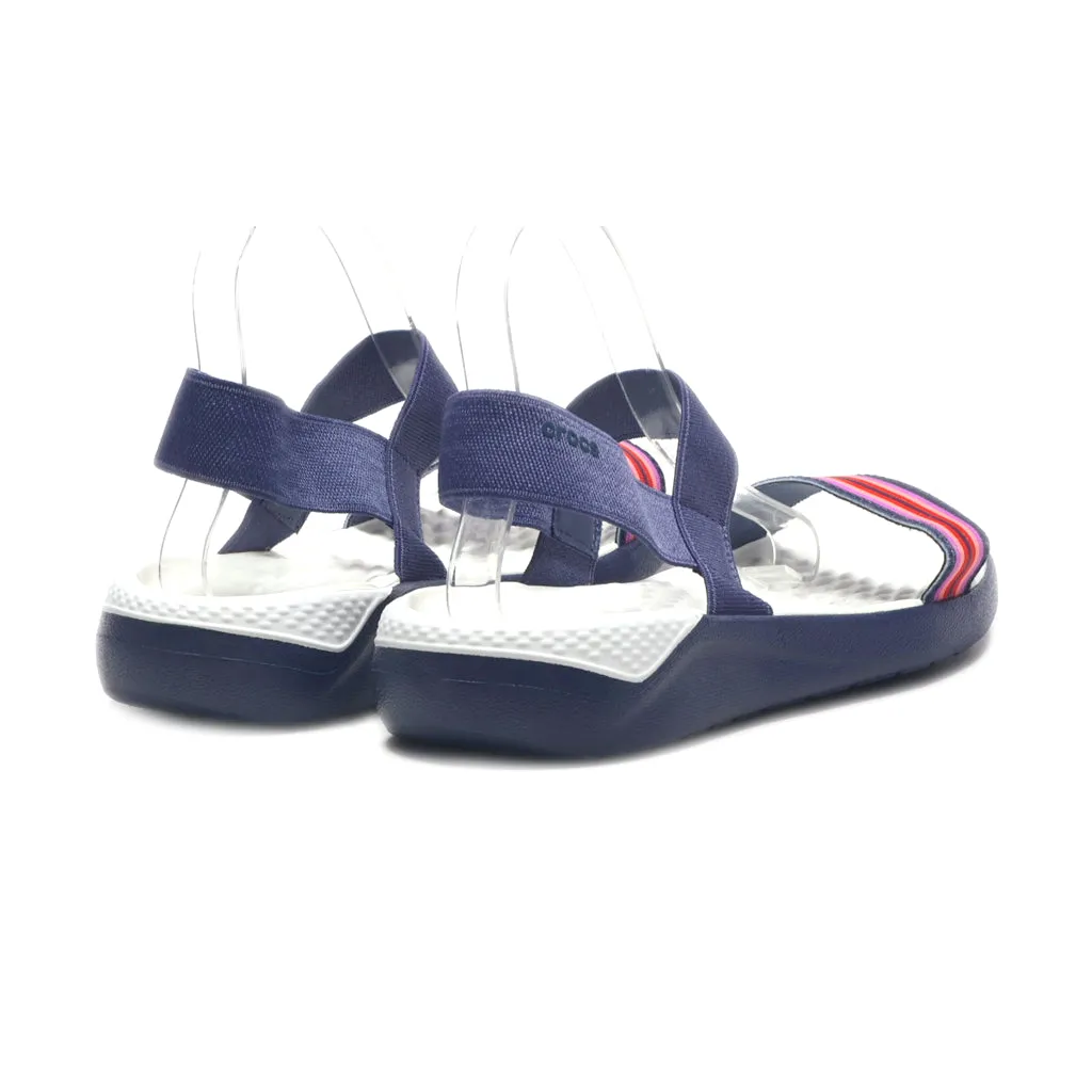 Crocs Lite Ride Flat Sandals Canvas Blue Colour For Women