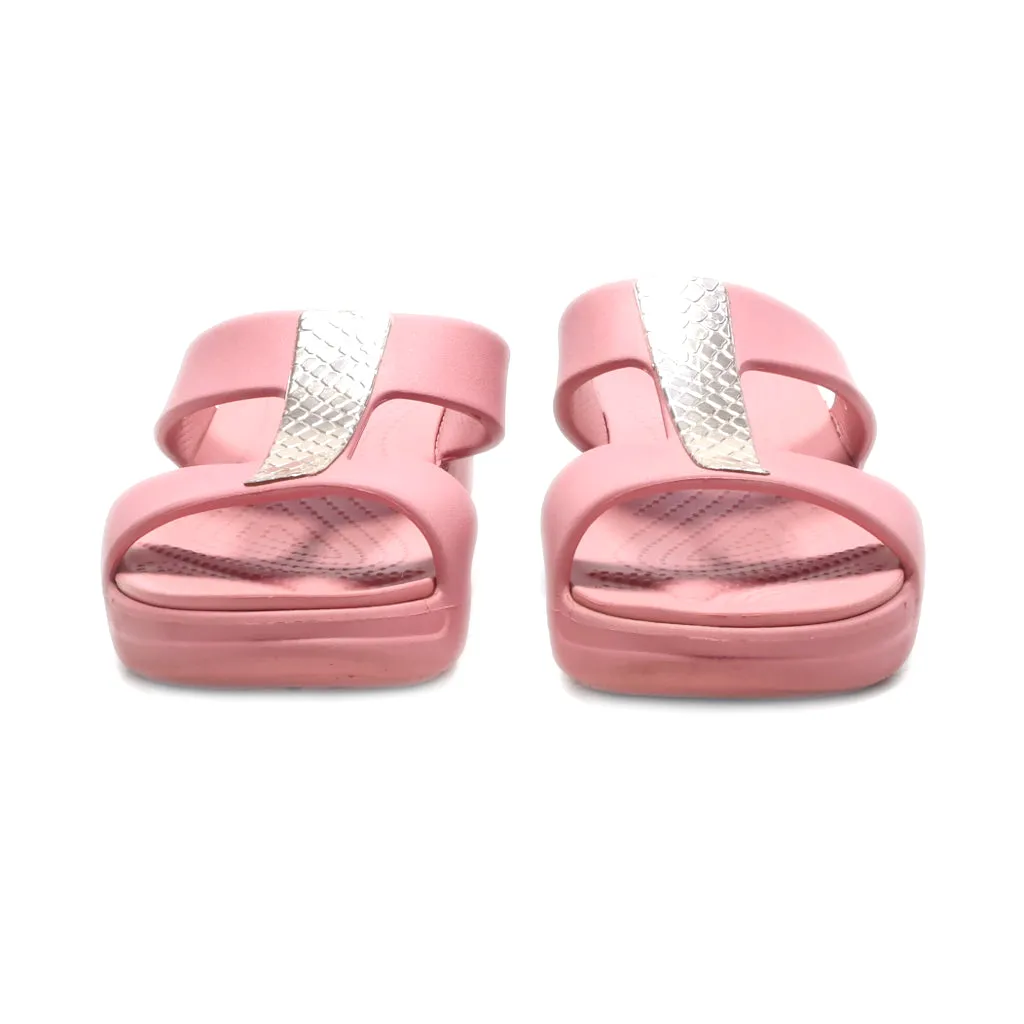 Crocs Monterey Metallic Wedge Sandals Rubber Pink Colour For Women