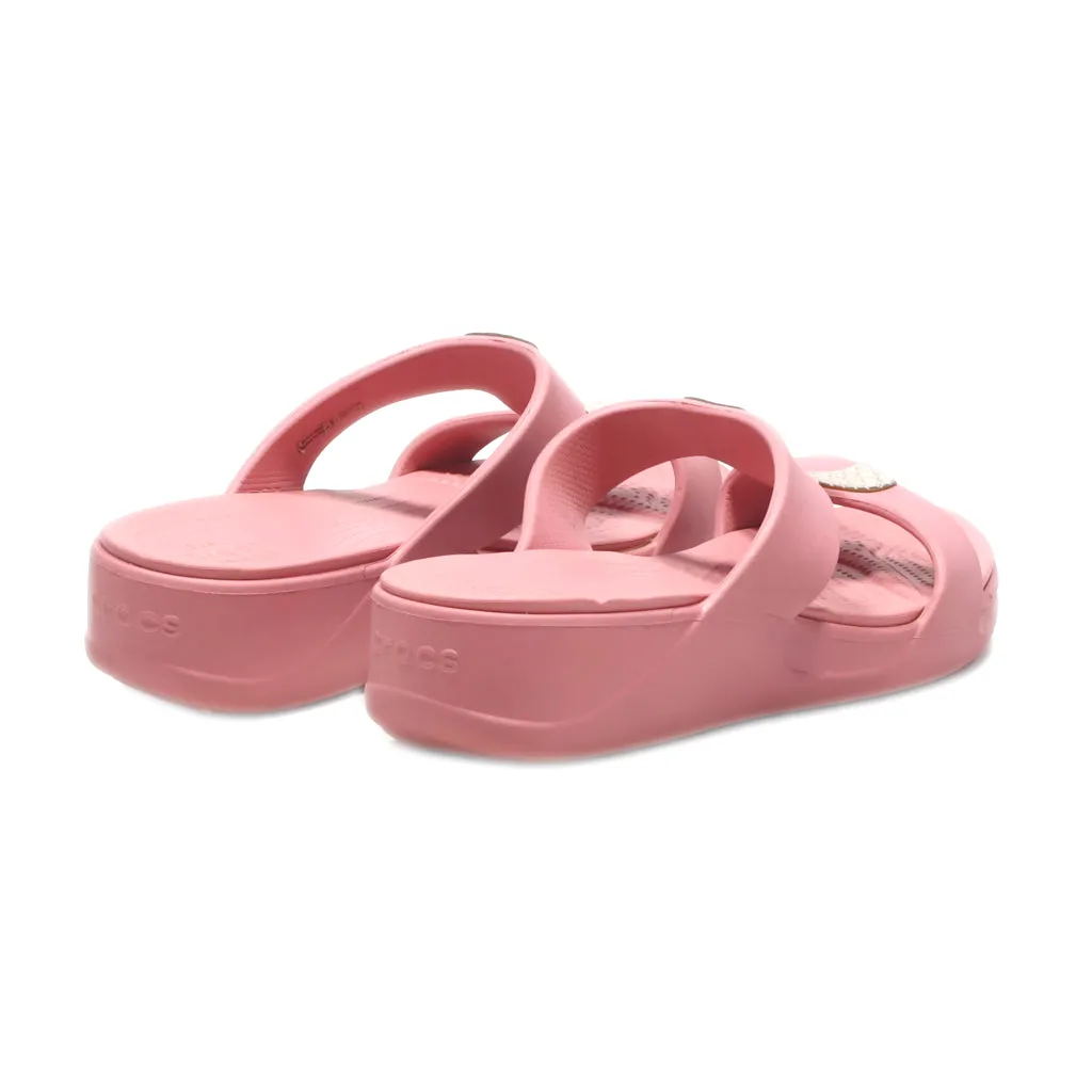 Crocs Monterey Metallic Wedge Sandals Rubber Pink Colour For Women