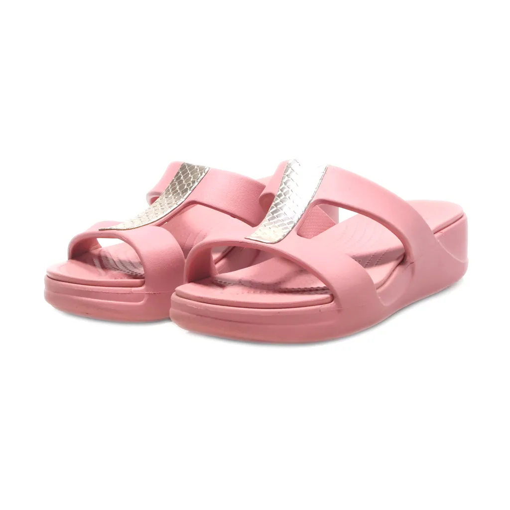 Crocs Monterey Metallic Wedge Sandals Rubber Pink Colour For Women