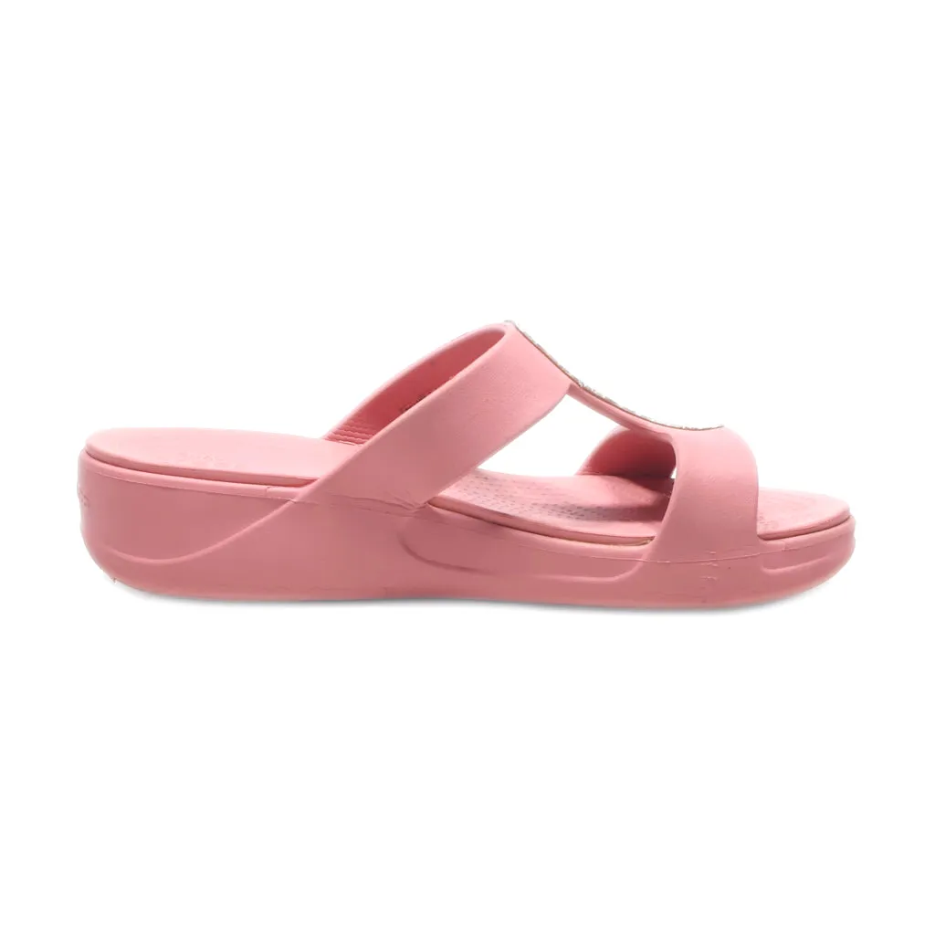Crocs Monterey Metallic Wedge Sandals Rubber Pink Colour For Women