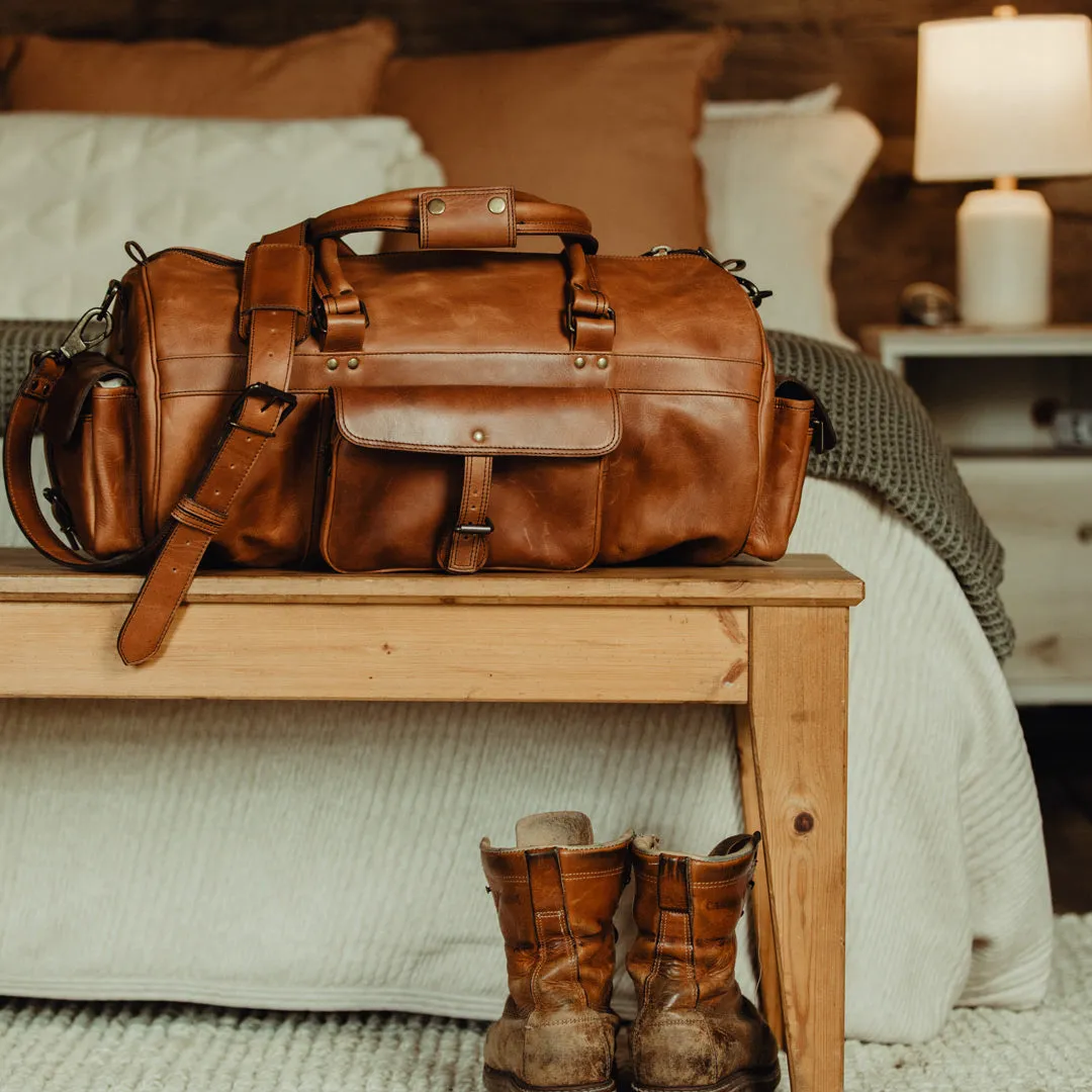 Dazzlo Leather Duffel Bag - Tan - 20"